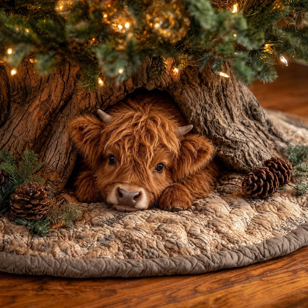 Highland Cow Den Christmas Tree Skirt