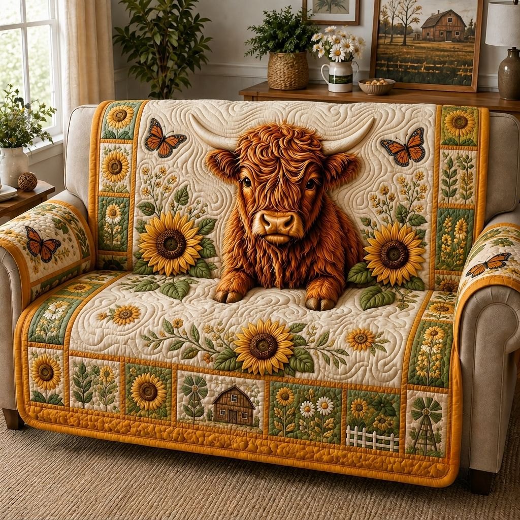 Highland Cow Haven Sofa Cover