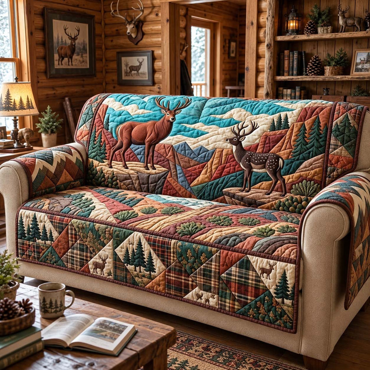 Highland Deer Lodge Sofa Cover