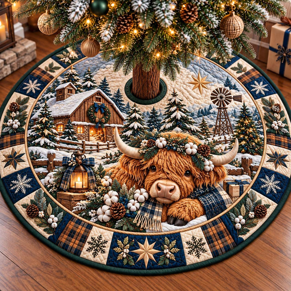 Highland Farmhouse Noel Christmas Tree Skirt