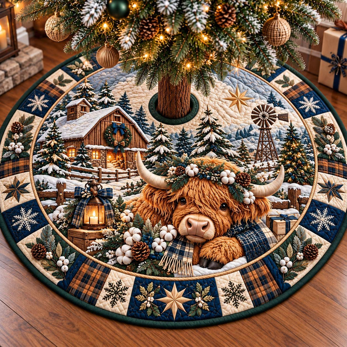 Highland Farmhouse Noel Christmas Tree Skirt