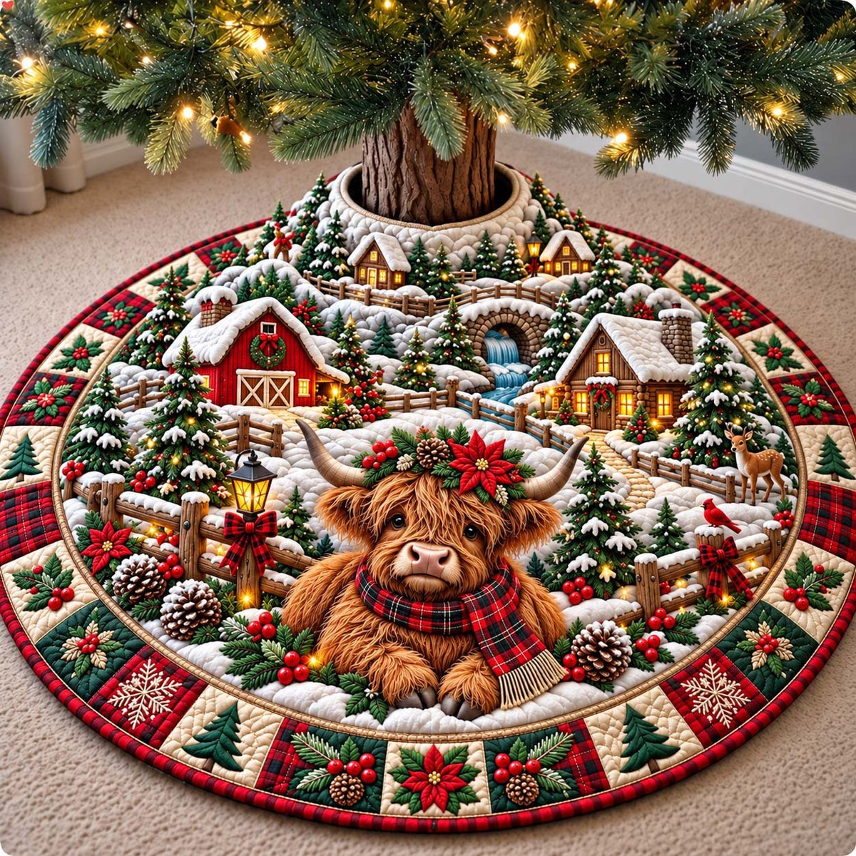 Highland Snowy Village Christmas Tree Skirt