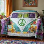 Hippie Van with Green Peace Sign Sofa Cover
