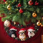 Holiday Bulldog Charm Christmas Tree Skirt