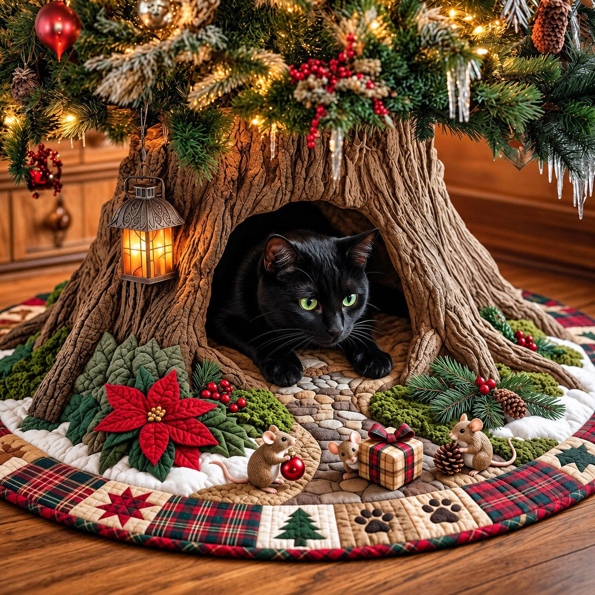 Holiday Cat Den Christmas Tree Skirt