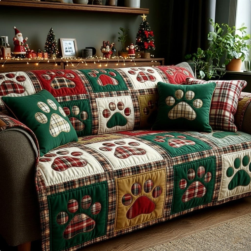 Holiday Cheer Love Paw Sofa Cover