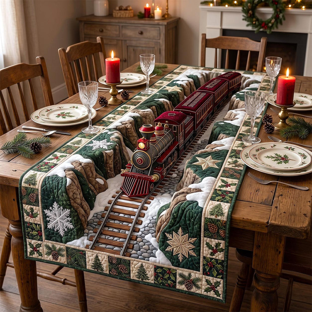 Red Train Evergreen Hills Table Runner