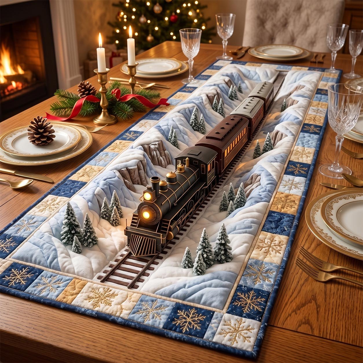 Midnight Express Snowfield Table Runner