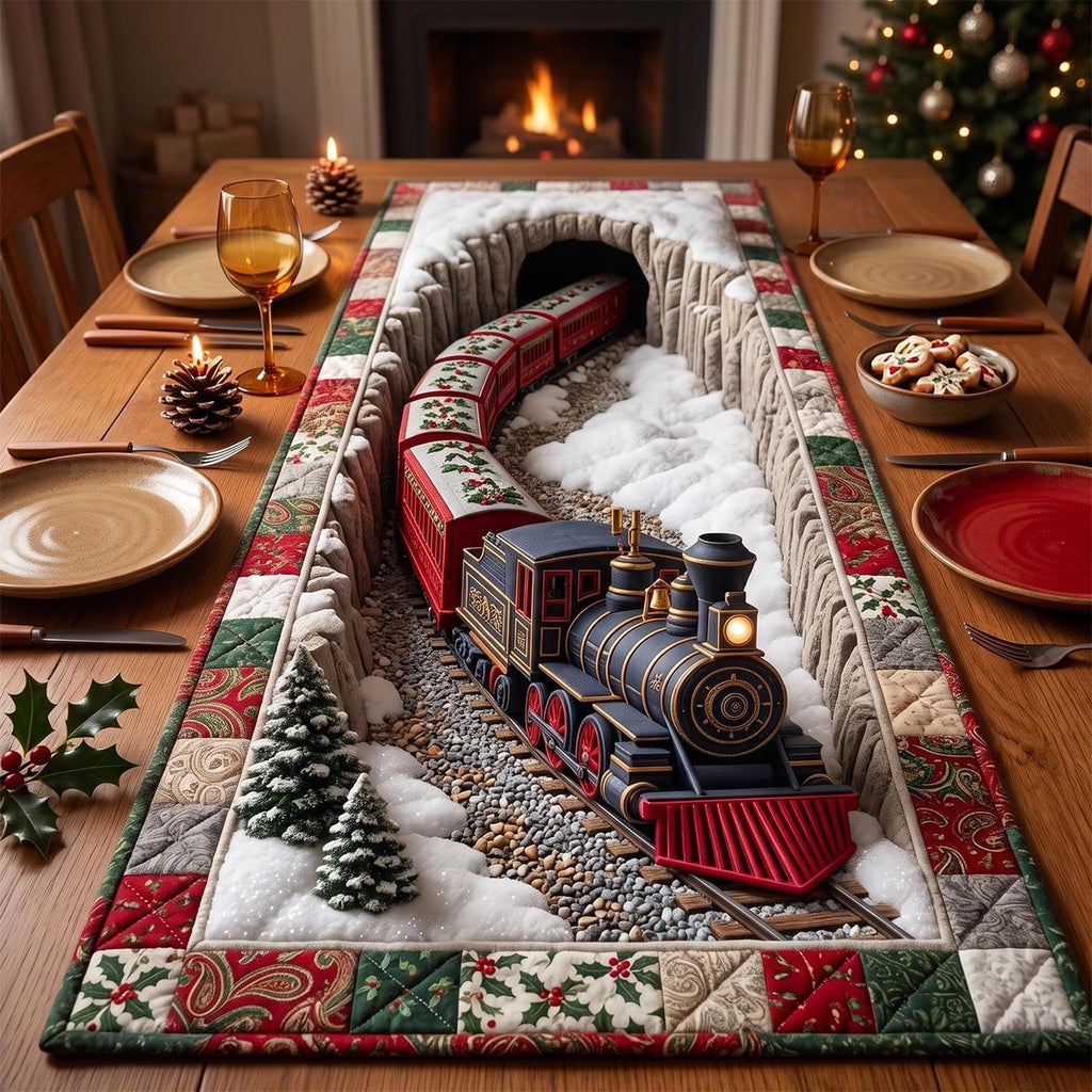 Stone Arch Tunnel Train Table Runner