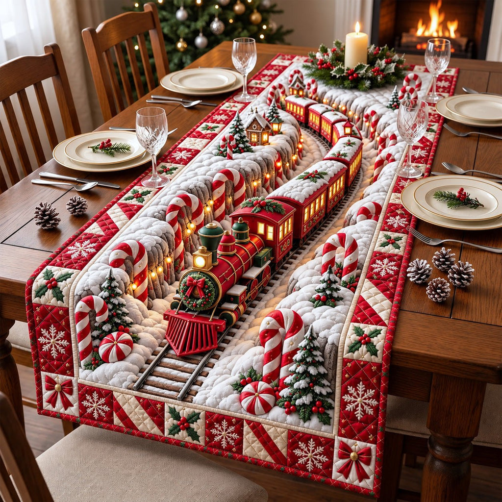 Candy Cane Holiday Express Table Runner