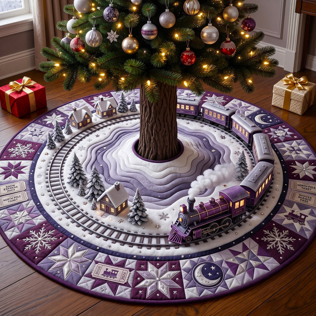 Lavender Moon Train Express Christmas Tree Skirt