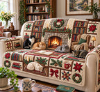 Holiday Fireplace Sofa Cover