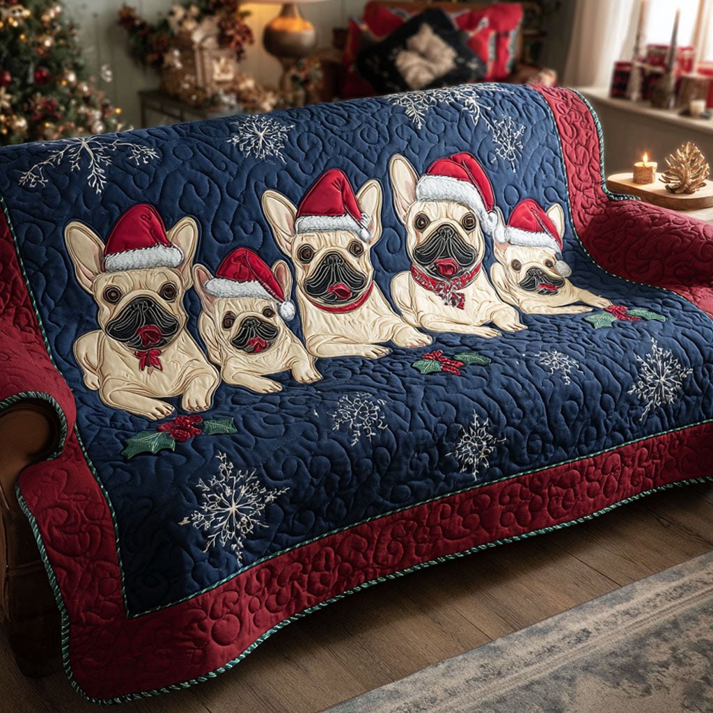 Holiday Frenchie Parade Sofa Cover