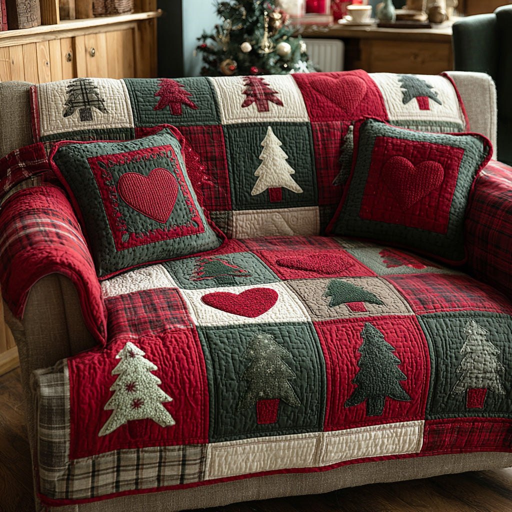 Holiday Heart Pines Sofa Cover