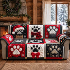 Buffalo Plaid Holiday Paw Sofa Cover