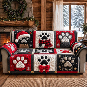 Buffalo Plaid Holiday Paw Sofa Cover - Made to Order