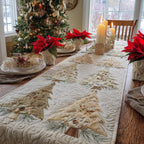Tonal White Christmas Trees Table Runner