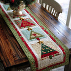 Christmas Tree Blocks on Cream Table Runner