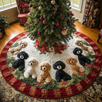 Holiday Poodle Charm Christmas Tree Skirt