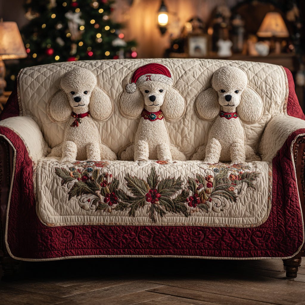 Holiday Poodle Charm Sofa Cover