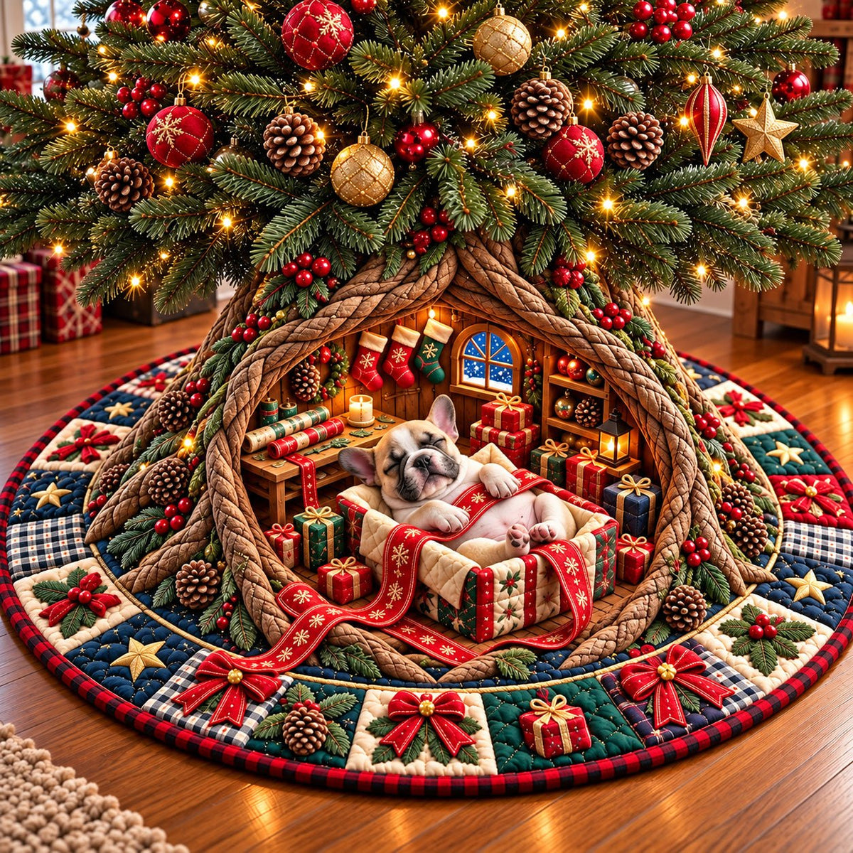 Holiday Puppy Christmas Tree Skirt