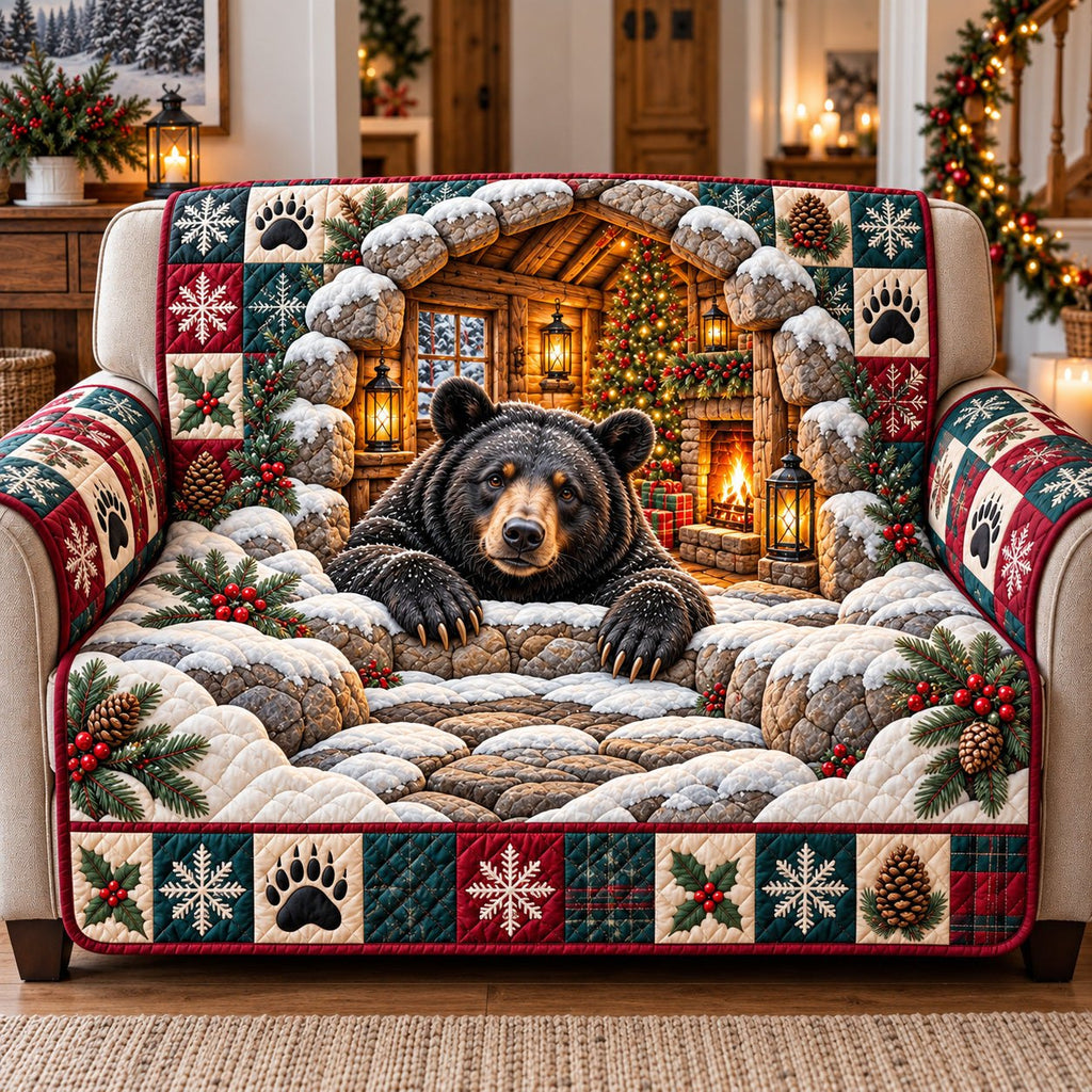 Black Bear Cabin Den Rustic Guardian Sofa Cover