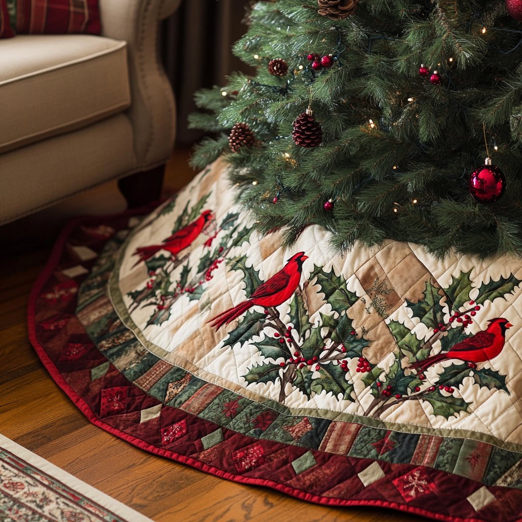 Holiday Songbirds Christmas Tree Skirt