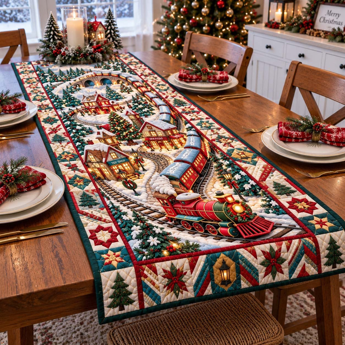 Holiday Village Express Table Runner