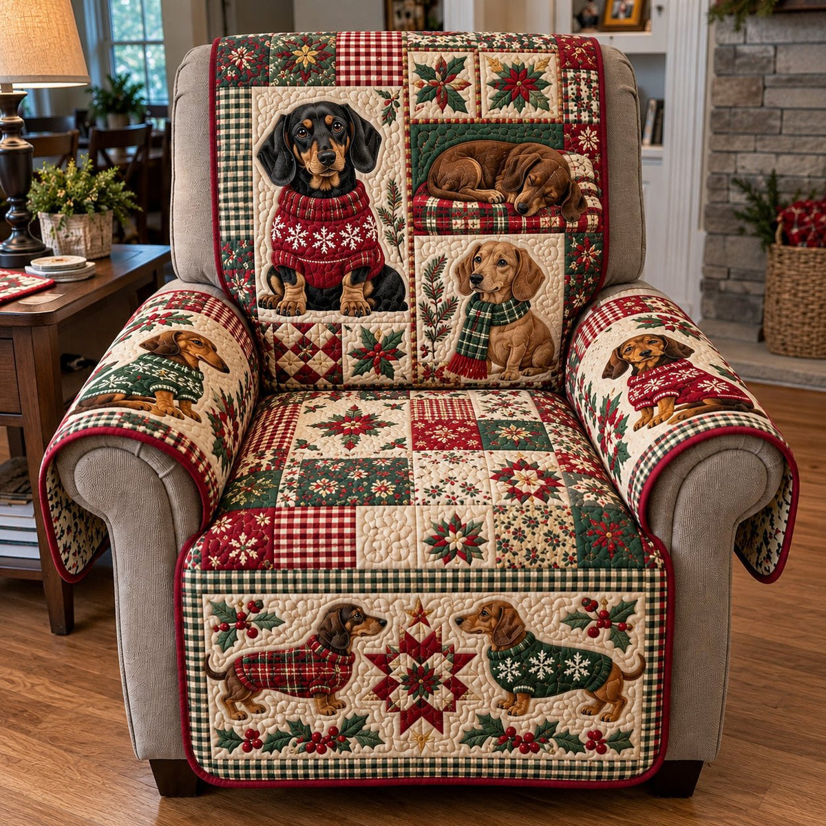 Holiday Weenies Patchwork Sofa Cover