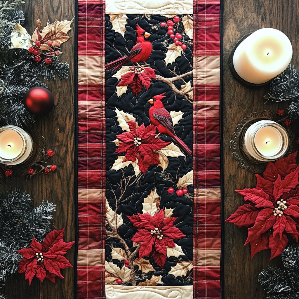 Holly Cardinal Dreams Table Runner