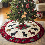 Holly Jolly Dachshund Chritstmas Christmas Tree Skirt