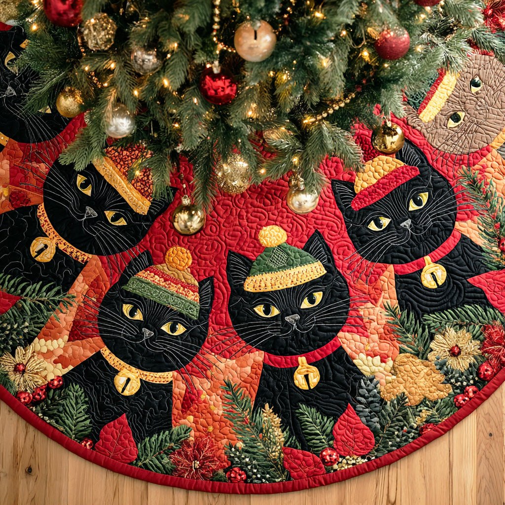 Holly Night Kitty Christmas Tree Skirt