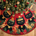 Holly Night Kitty Christmas Tree Skirt
