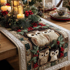 Holly Night Owls Table Runner