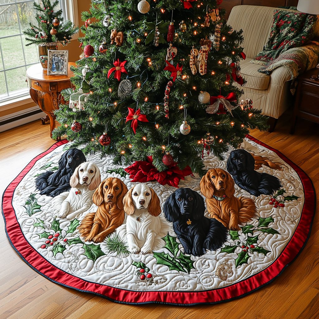 Holly Spaniel Glow Christmas Tree Skirt