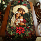 Holy Family with Red Poinsettias Table Runner