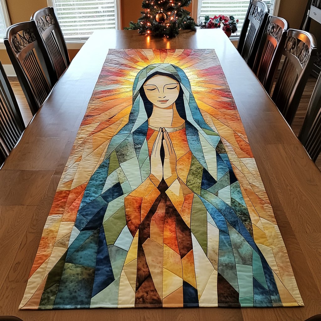 Praying Mary in Golden Light Table Runner