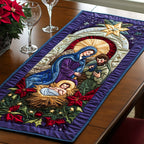 Nativity Arch with Poinsettias Table Runner