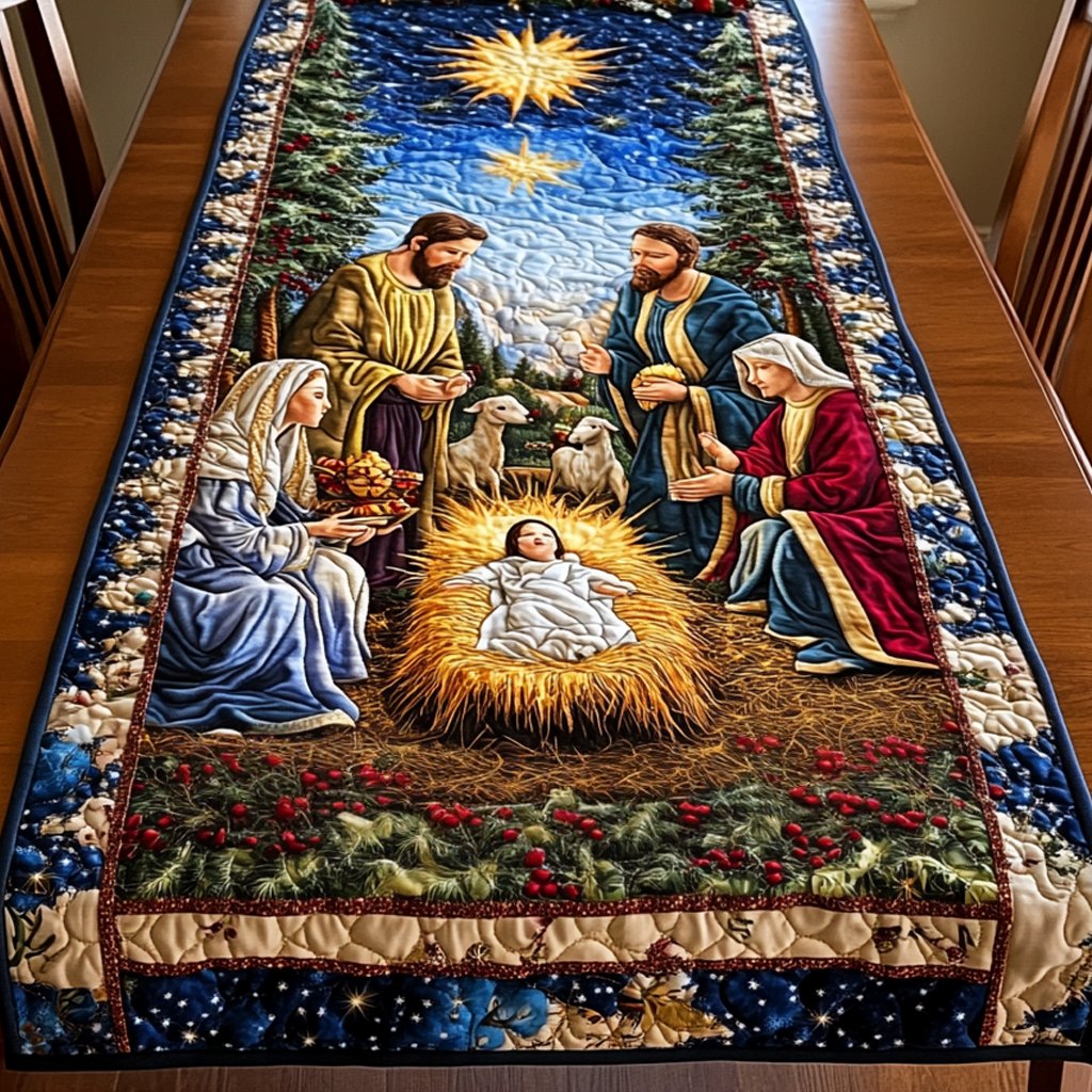 Nativity with Shepherds and Kings Table Runner