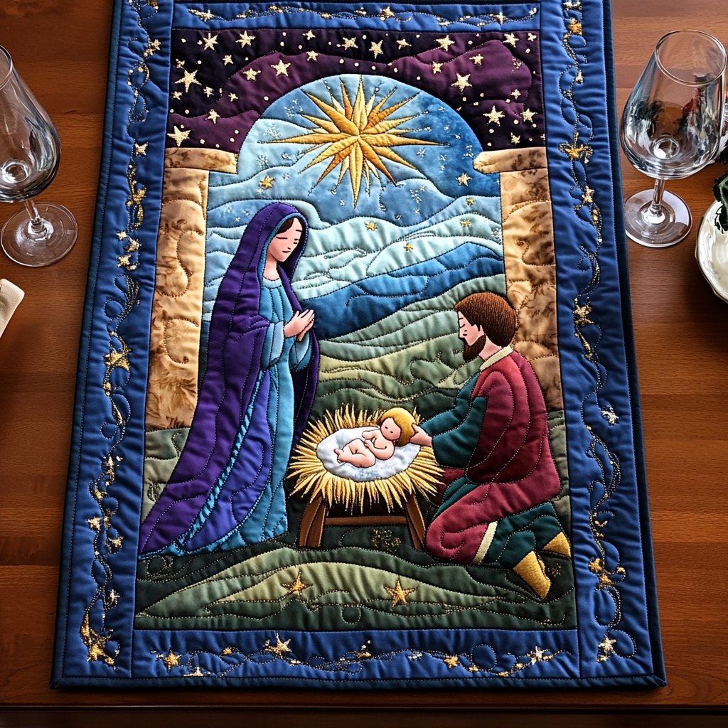 Nativity Under the Golden Star Table Runner
