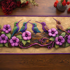 Hummingbirds on Branch with Pink Flowers Table Runner