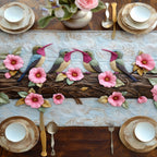 Row of Hummingbirds on Pale Branch Table Runner