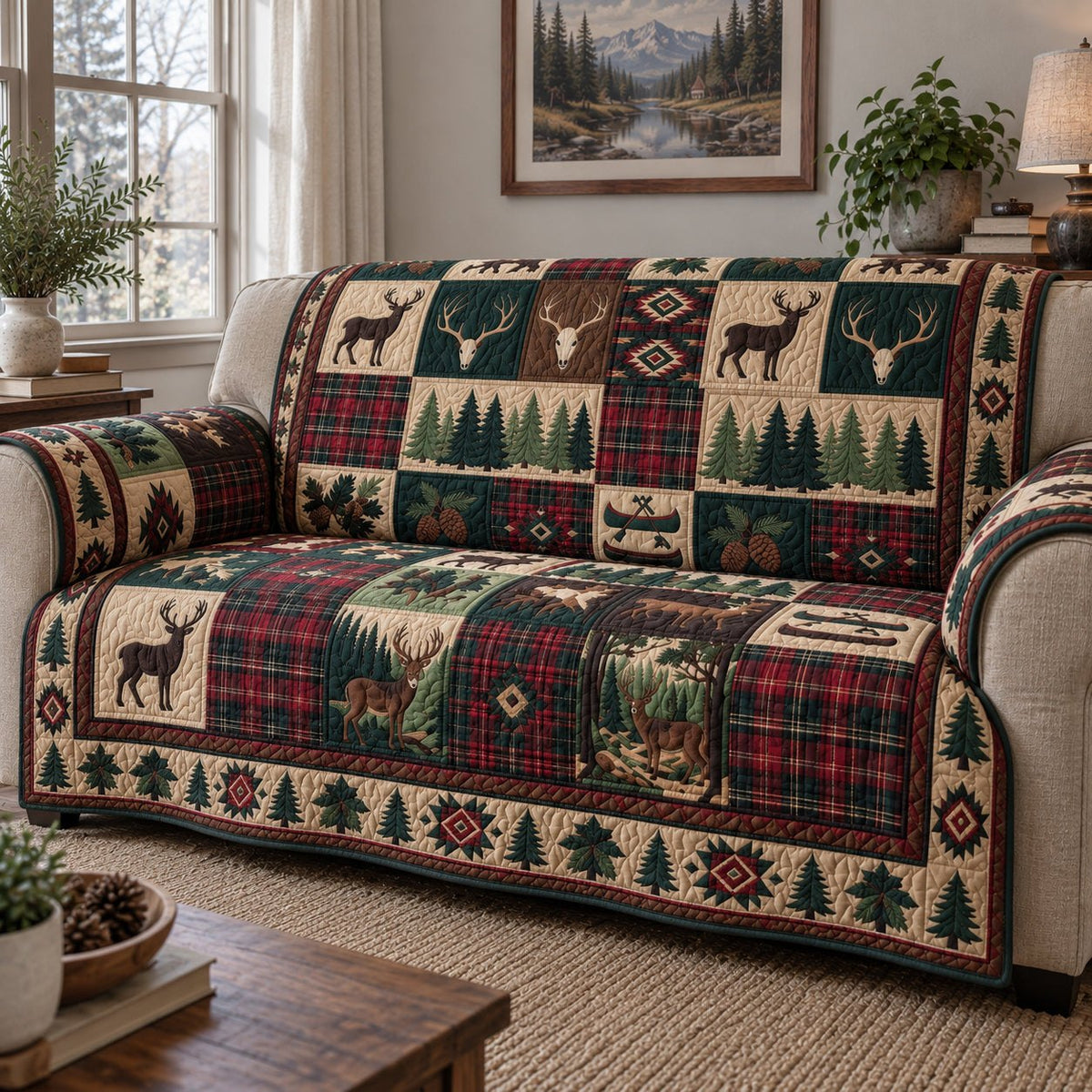 Hunting Patchwork Sofa Cover