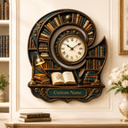 Personalized Spiral Library Wall Clock — personalized with a custom name