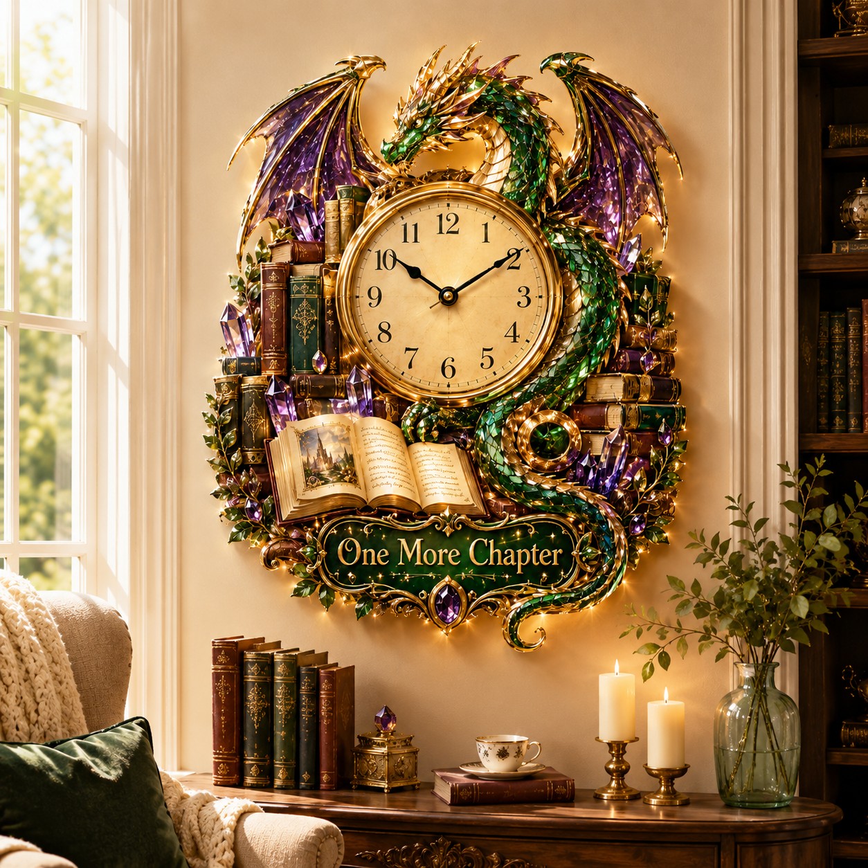 One More Chapter Custom Name Wall Clock — personalized with a custom name