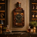 Whiskey bottle Custom Name Wall Clock — personalized with a custom name