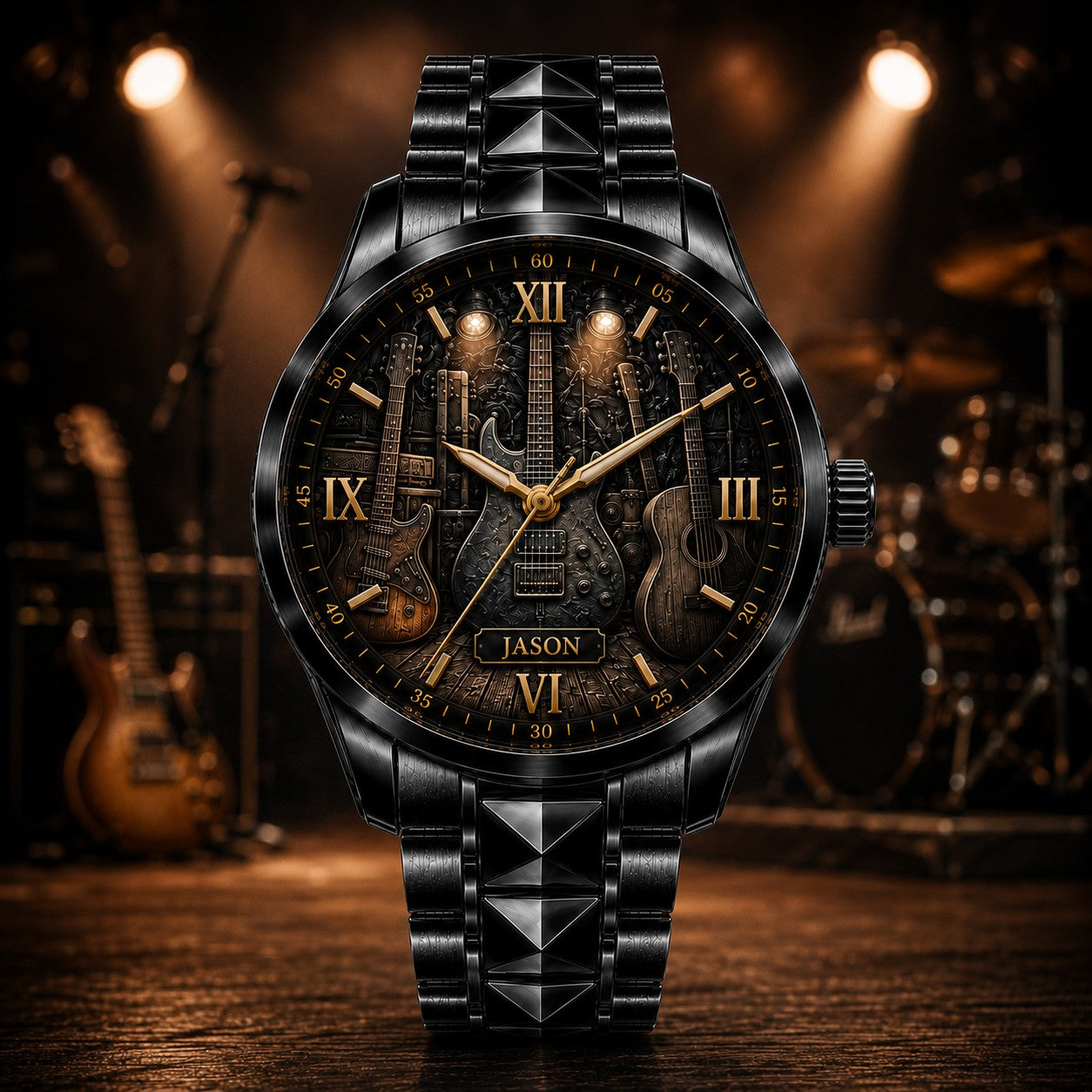 Custom Personalized Rock Guitar Watch — personalized with a custom name
