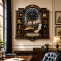 Navy library Custom Name Wall Clock — personalized with a custom name
