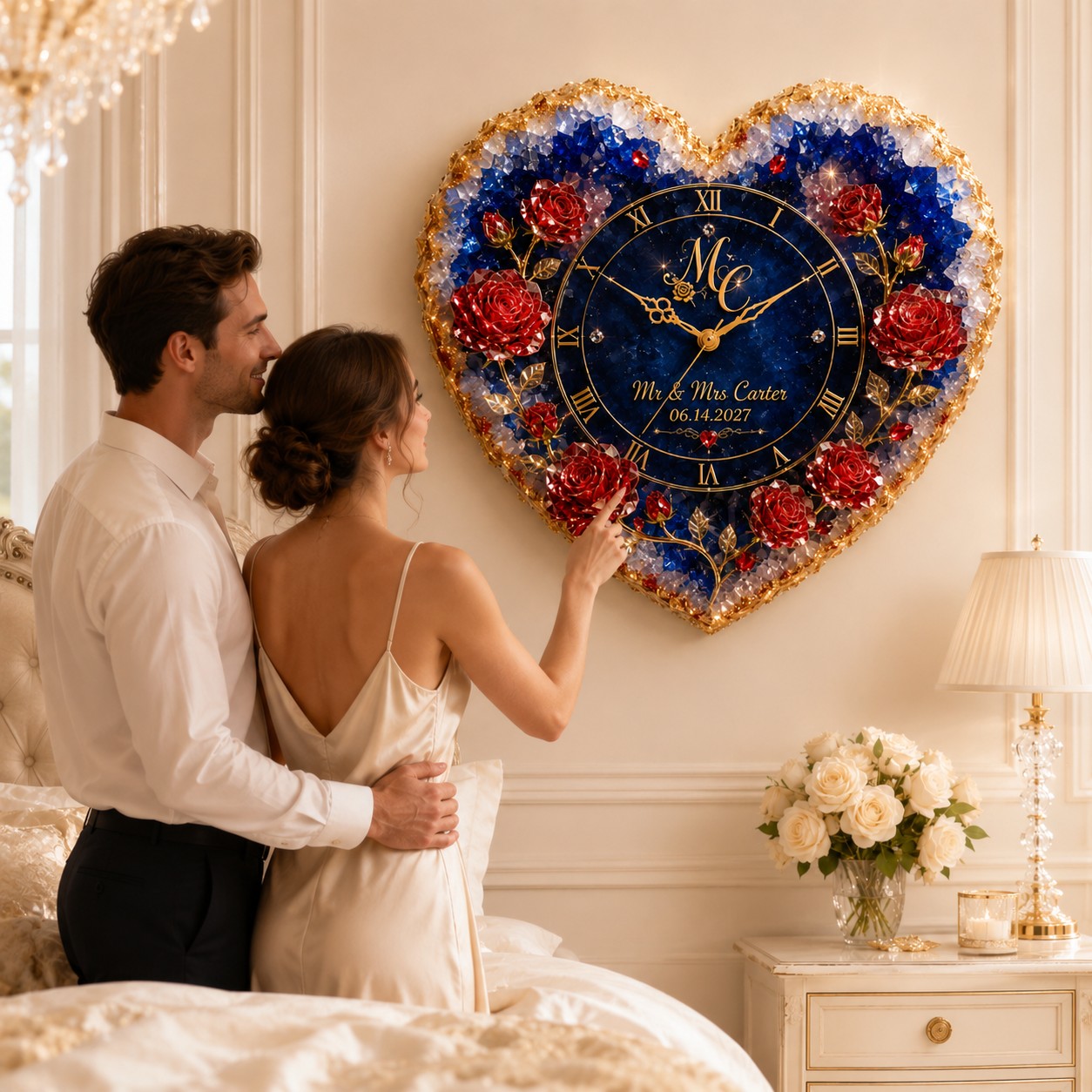 Personalized heart Custom Name Wall Clock — personalized with a custom name