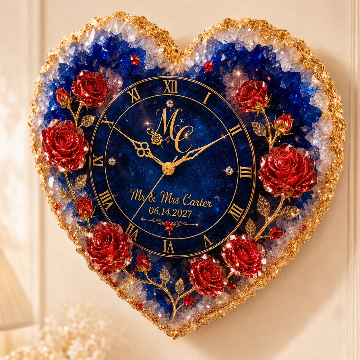 Personalized heart Custom Name Wall Clock — personalized with a custom name